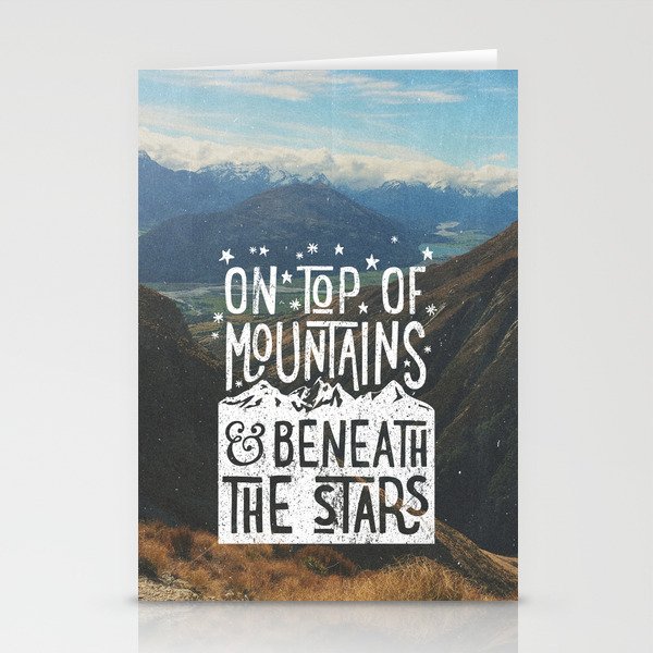 on top of mountain and beneath the stars Stationery Cards