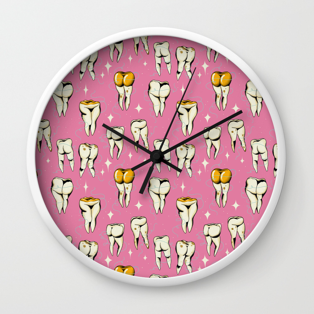 Sweet tooth, sexy teeth tattoo flash Wall Clock by CeciTattoos | Society6
