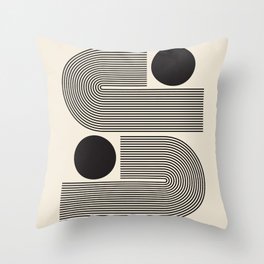 Abstraction_BLACK_LINE_DOT_POP_ART_Minimalism_004D Throw Pillow