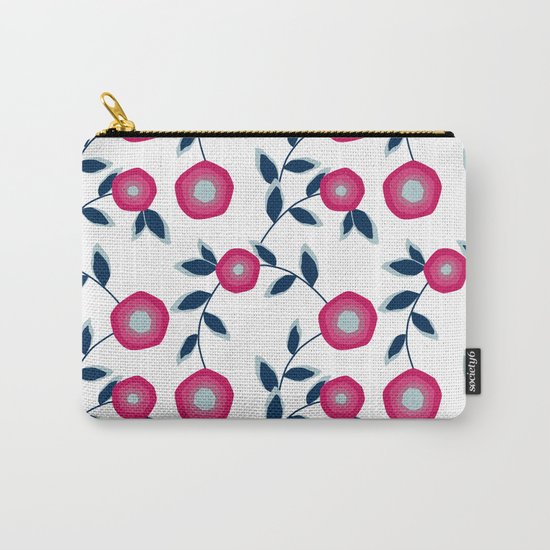 Red flowers on a white background. Carry-All Pouch