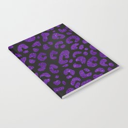Dark Indigo Glitter Leopard Print Pattern Notebook