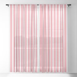 Vintage Cabana Stripe Pastel Pink On White Retro Boho Aesthetic  Sheer Curtain