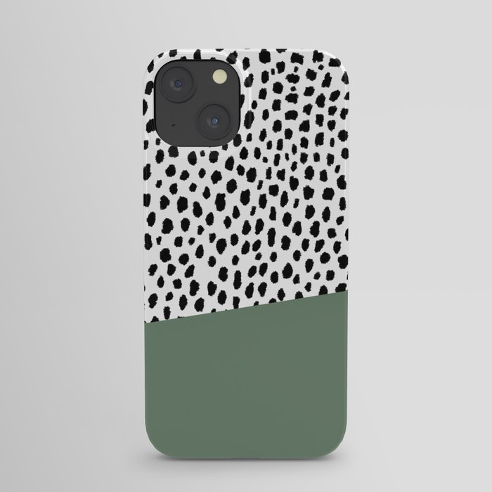 Dalmatian Spots with Sage Green Stripe iPhone Case