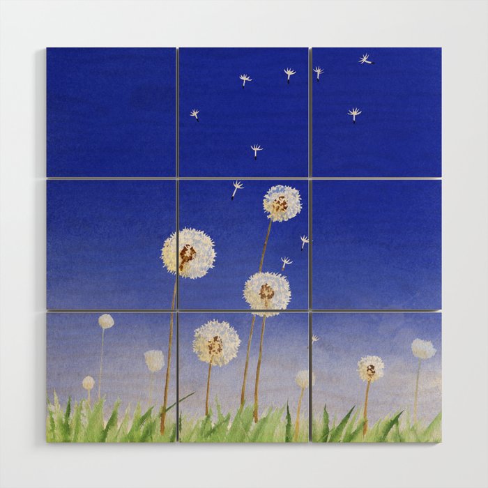 Up, Up and Away 2 - Dandelion Watercolor  Wood Wall Art