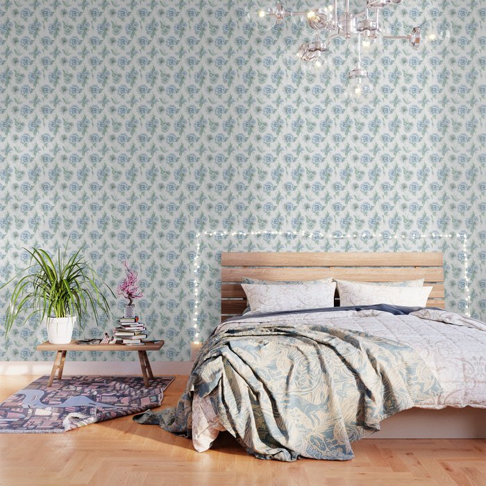 Succulents Pastel Mint Green Turquoise Teal Sky Blue Pattern Wallpaper By Naturemagick