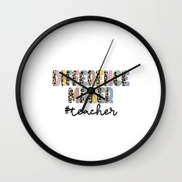 Teacher motivational half leopard fonts Wall Clock