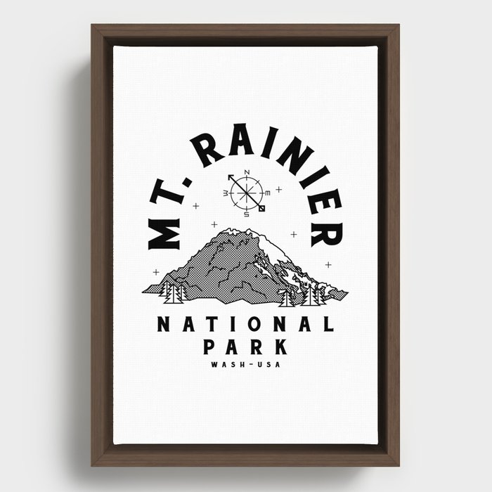 Mt. Rainier National Park Crosshatch Framed Canvas