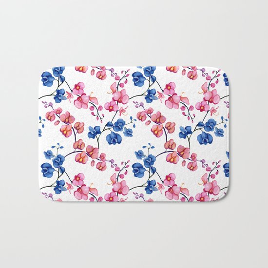 Orchids. Watercolor Bath Mat