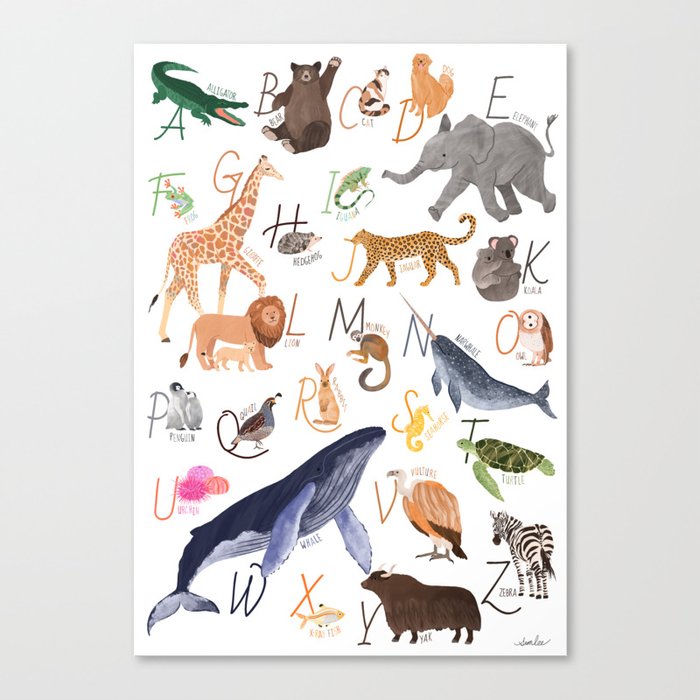 Animal Alphabet Canvas Print by SunLee Art | Society6
