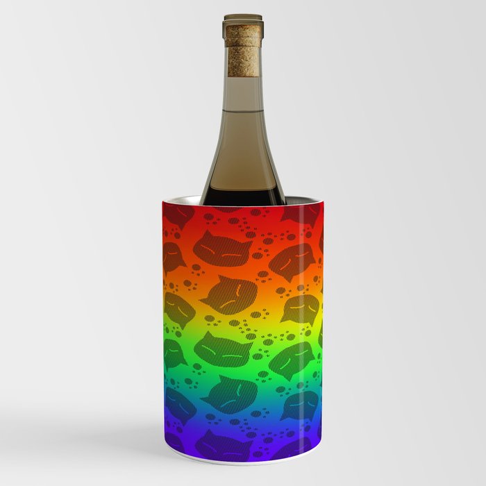 Rainbow Meows (black version) Wine Chiller