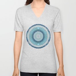 Teal Tapestry Mandala V Neck T Shirt