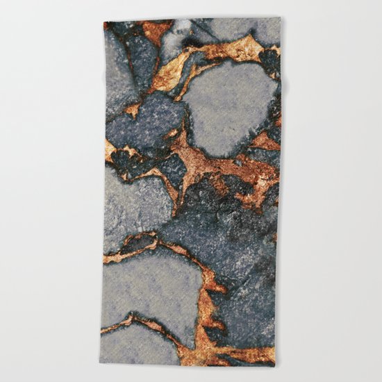 GREY & GOLD GEMSTONE Beach Towel