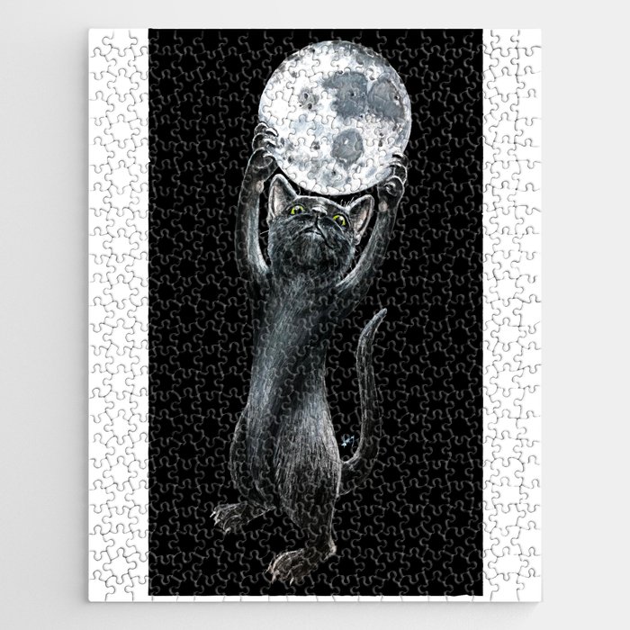 "Moon Kitty" - Midnight Cat  Jigsaw Puzzle