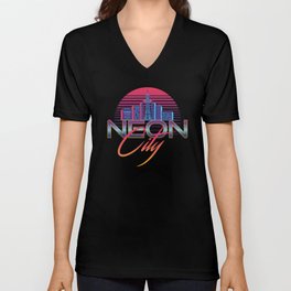 Neon City Retro Wave - 80's Aesthetics V Neck T Shirt