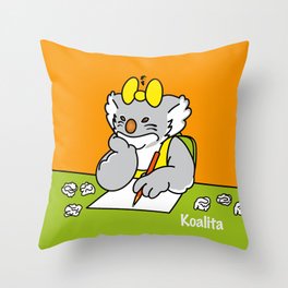 Koalita at school Throw Pillow