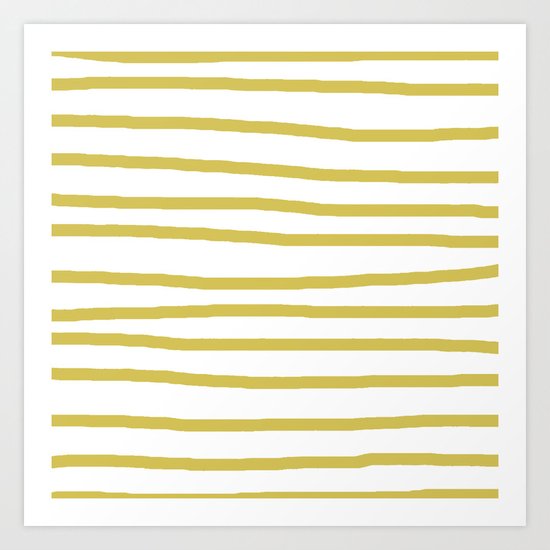 Simply Drawn Stripes Mod Yellow on White Art Print