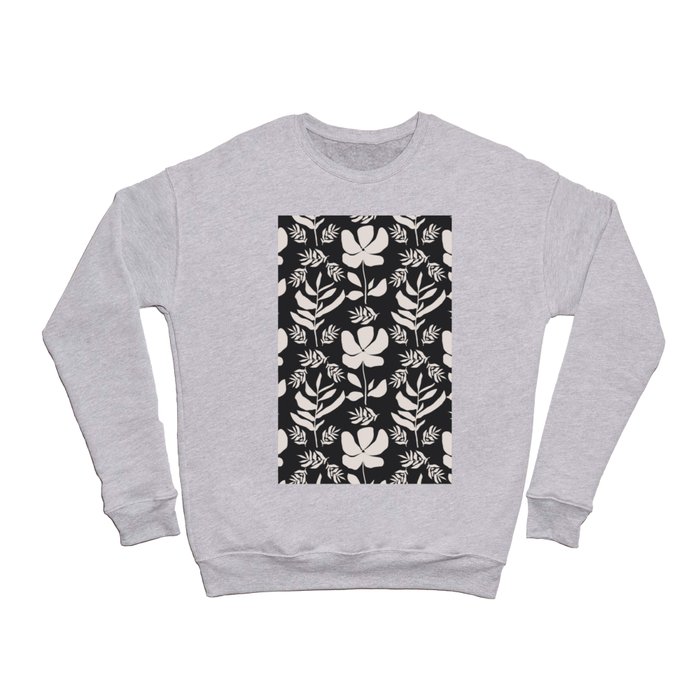 Black and White Bohemian Floral Modern Pattern Crewneck Sweatshirt
