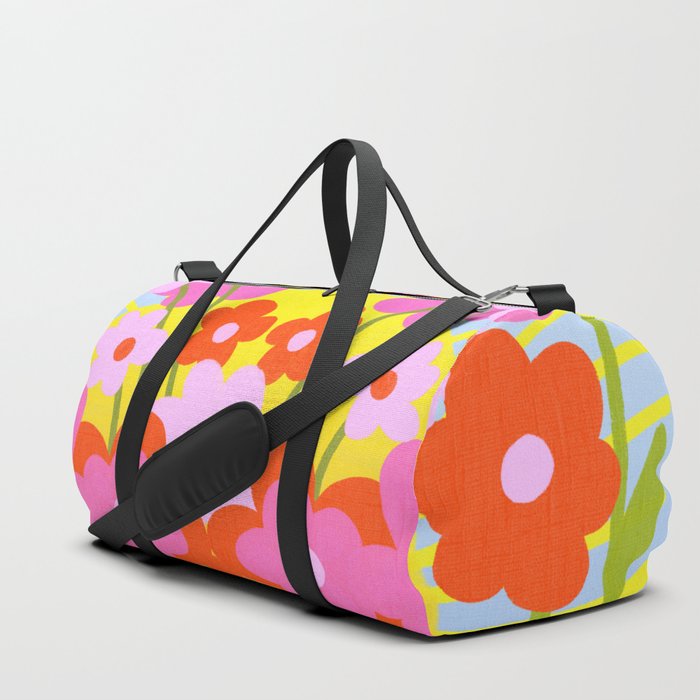 Sunny Spring Flowers Ombre Blue Duffle Bag