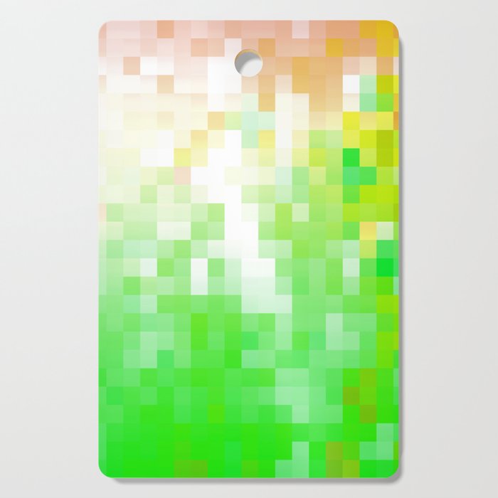 geometric pixel square pattern abstract background in green brown Cutting Board