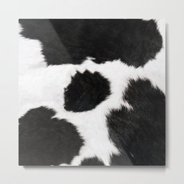 Black And White Farmhouse Cowhide Spots Metal Print