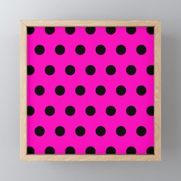 Hot Pink and Black Polka Dots Framed Mini Art Print