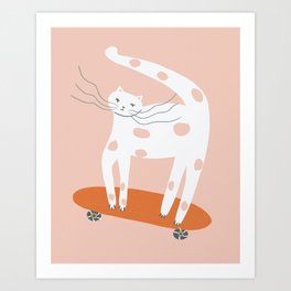 Skateboard cat Art Print