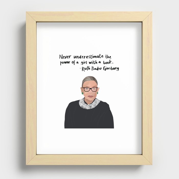 RBG Girl with a Book Quote Recessed Framed Print