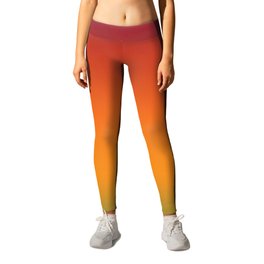 Fall Autumn Red Orange Green Gradient Ombre Pattern Colorful Soft Texture Leggings