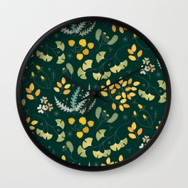 Nepi - dark deep forest green pattern Wall Clock
