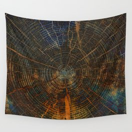 Nature Flow - Modern Blue Alcohol Ink Wood Wall Tapestry