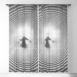 E = mc² circular lines male portrait art black and white photograph / photography Sheer Curtain