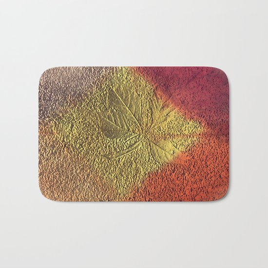 Golden leaves with purple pink and orange metallic look Bath Mat