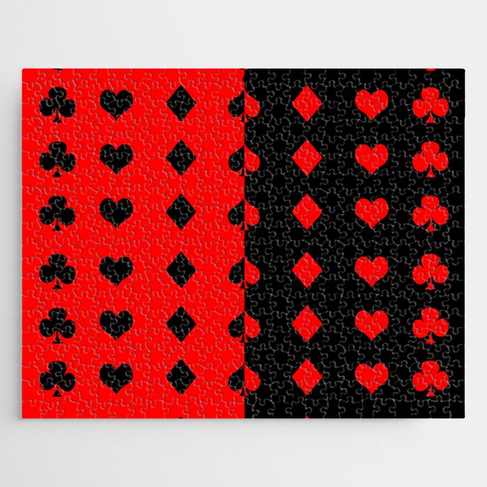 Deck symbols - Harlequin - red and black Jigsaw Puzzle