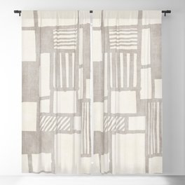 Hand Drawn Lines Minimalist Geometric Monochrome Beige Decor Artwork Blackout Curtain