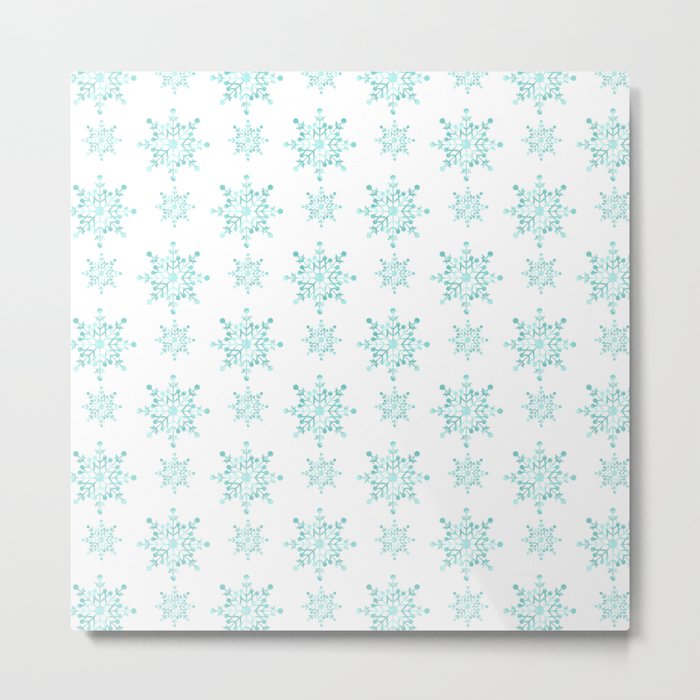 Christmas Pattern Watercolor Light Snowflake Metal Print