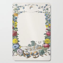 Letter with flower wreath and landscape with farm and animals (1829–1880) Cutting Board