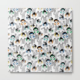 Millions of Mimes Metal Print | Paintedface, Acting, Mimes, Performers, Stripes, Orange, Gingerlique, Green, Silentshow, Decor 