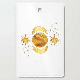 Boho Style Abstract Sun And Moons Star Watercolour Design Cutting Board