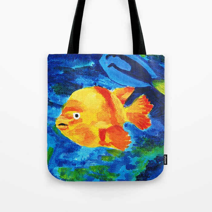 Tropical gold fish swimming in an aquarium Tote Bag
