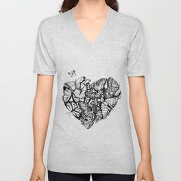 Butterflies +heart  V Neck T Shirt
