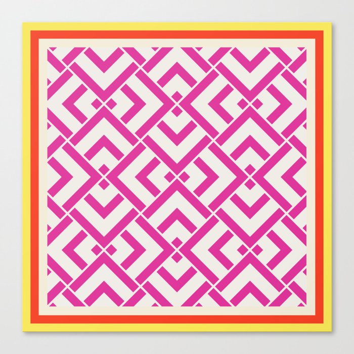 Hot pink summer geometric pattern pillow Canvas Print