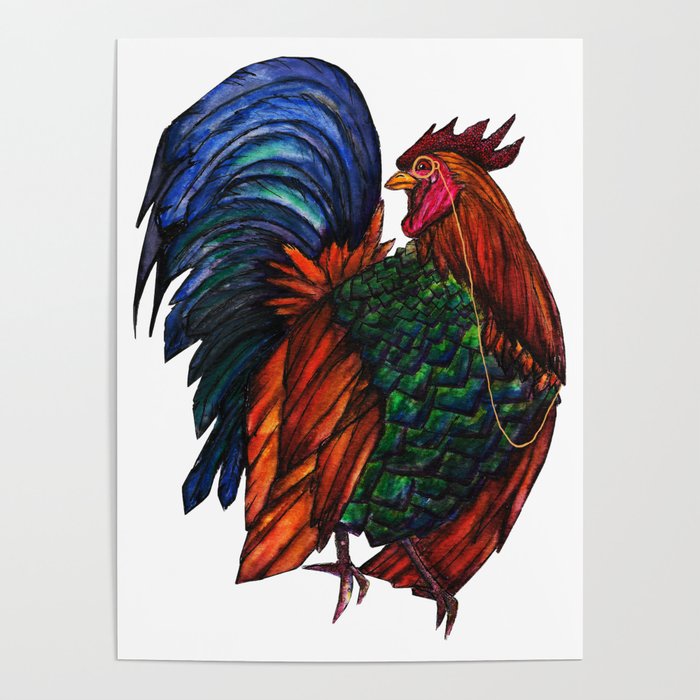 Monocled Rooster Poster