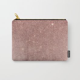 Girly Glam Pink Rose Gold Foil and Glitter Mesh Carry-All Pouch