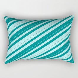 [ Thumbnail: Teal & Turquoise Colored Lines/Stripes Pattern Rectangular Pillow ]