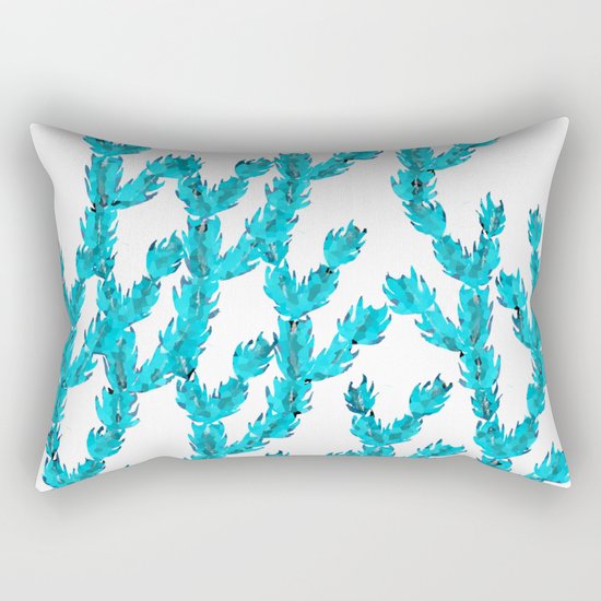 Blue Succulent Crystals Rectangular Pillow