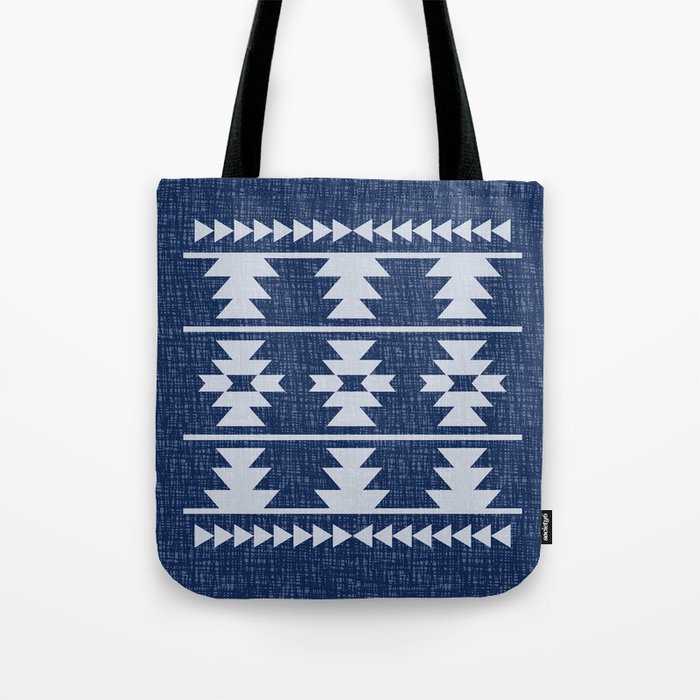 Southwestern Pattern 128 Indigo Blue Tote Bag
