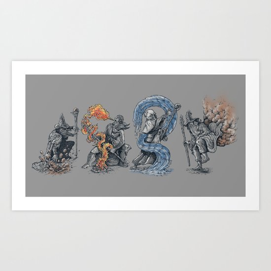 earth - fire - water - (bad) air Art Print
