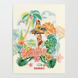 Vintage Hawaiian Travel Poster Poster