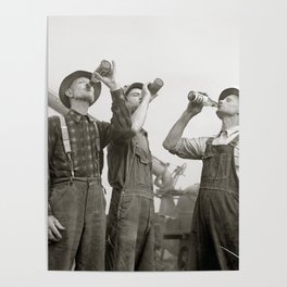 Farmers Drinking Beer, 1941. Vintage Photo Poster