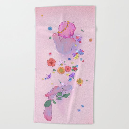 Flower Bath 8 Beach Towel